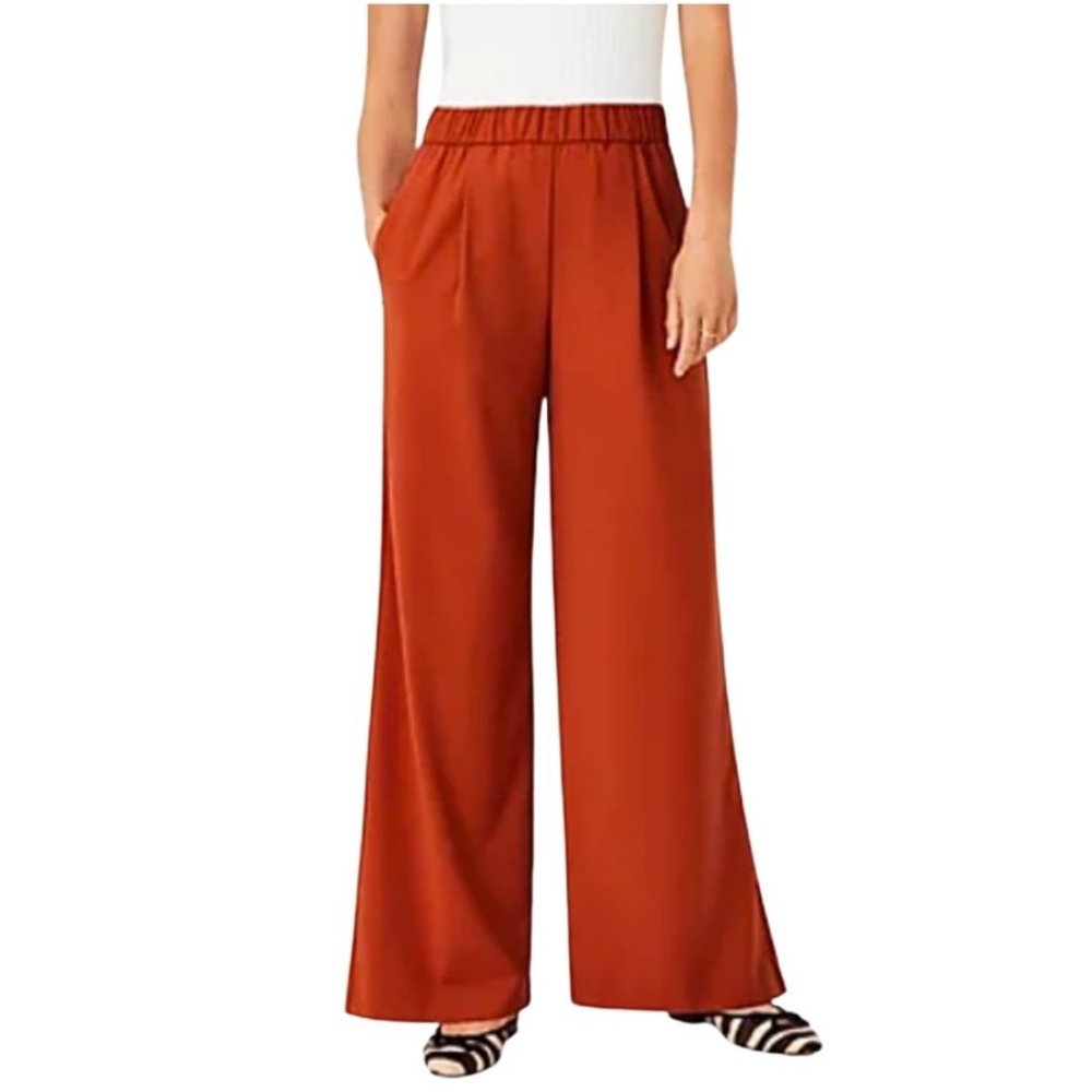 Ann Taylor The Pull On Wide Leg Pant in Spicy Orange, Size XS
